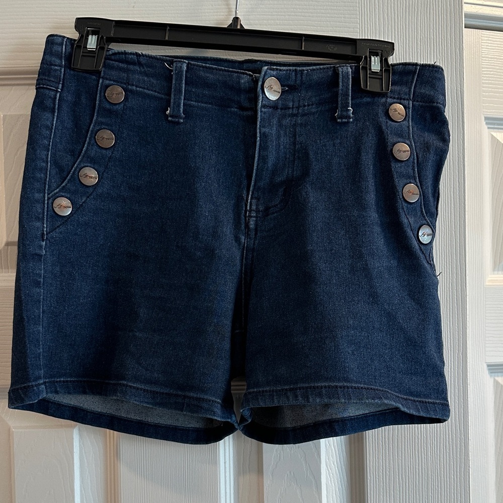 A3 Design Dark Blue Jean Shorts with Button Detail